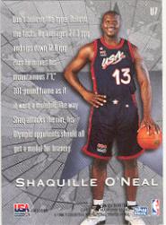 1995-96 SkyBox Premium USA Basketball #U7 Shaquille O'Neal back image