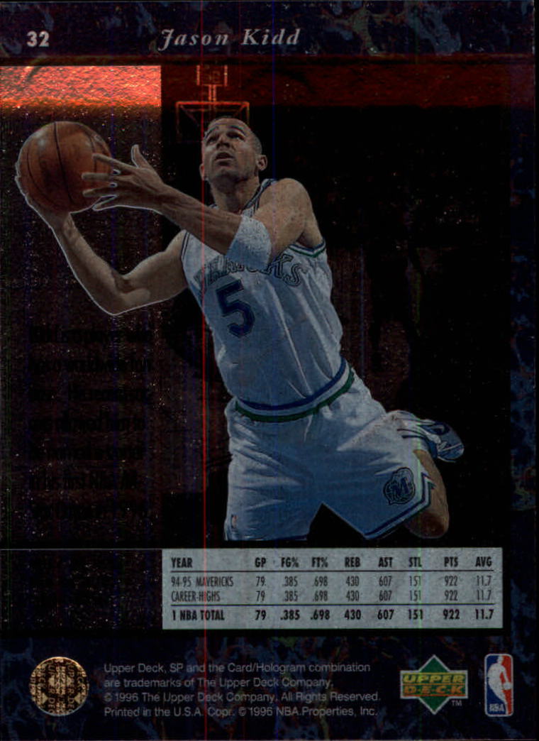 1995-96 SP #32 Jason Kidd back image