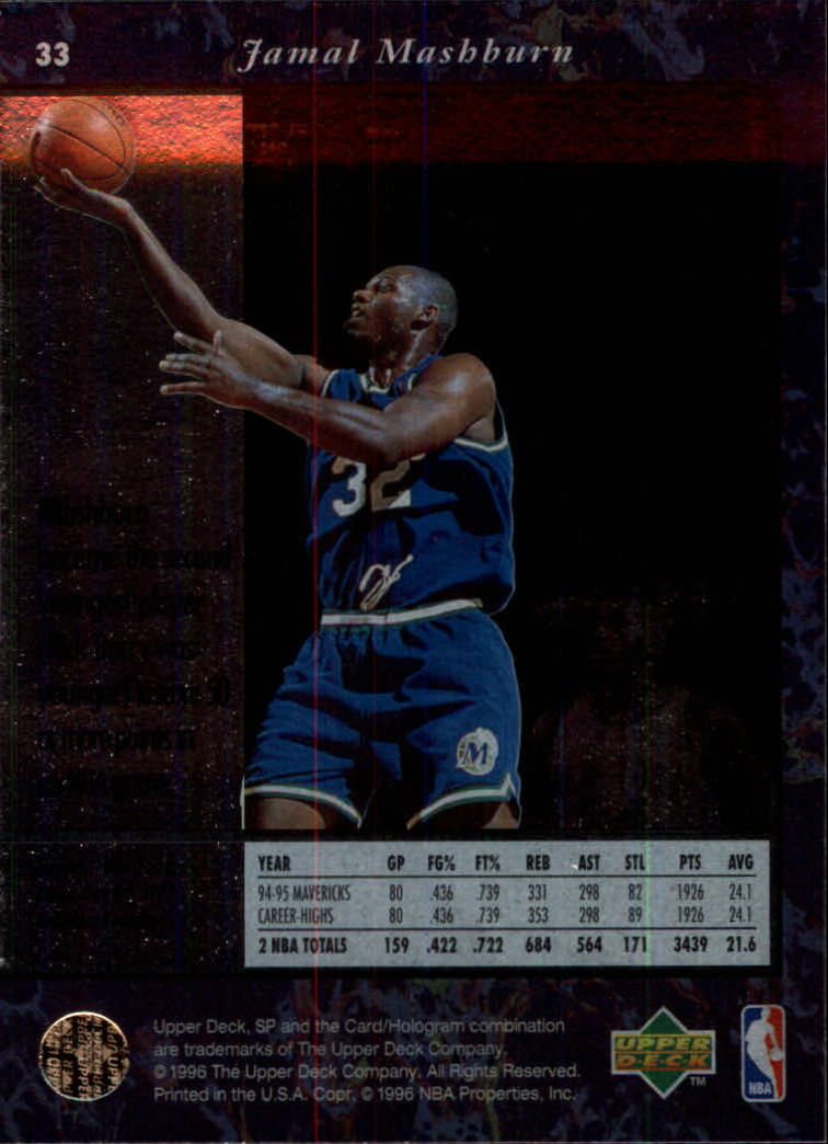 1995-96 SP #33 Jamal Mashburn back image