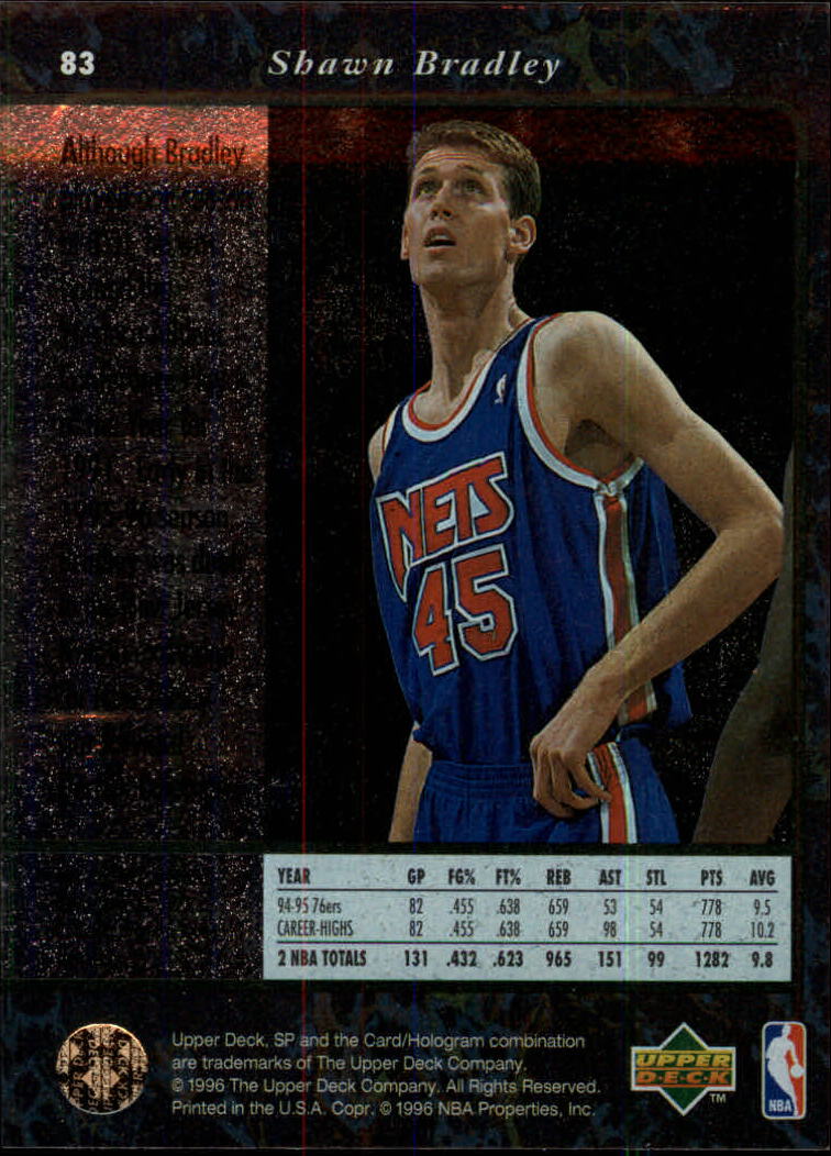 1995-96 SP #83 Shawn Bradley back image