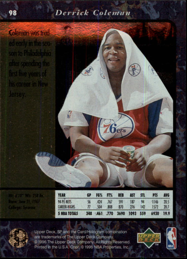 1995-96 SP #98 Derrick Coleman back image