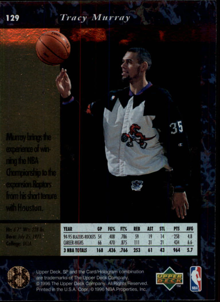1995-96 SP #129 Tracy Murray back image