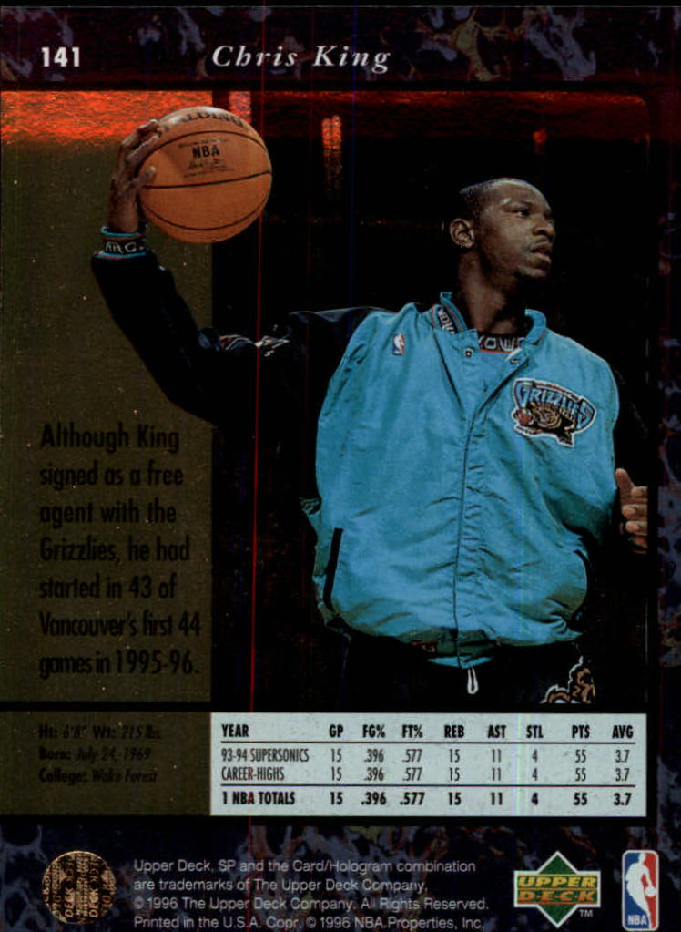 1995-96 SP #141 Chris King back image