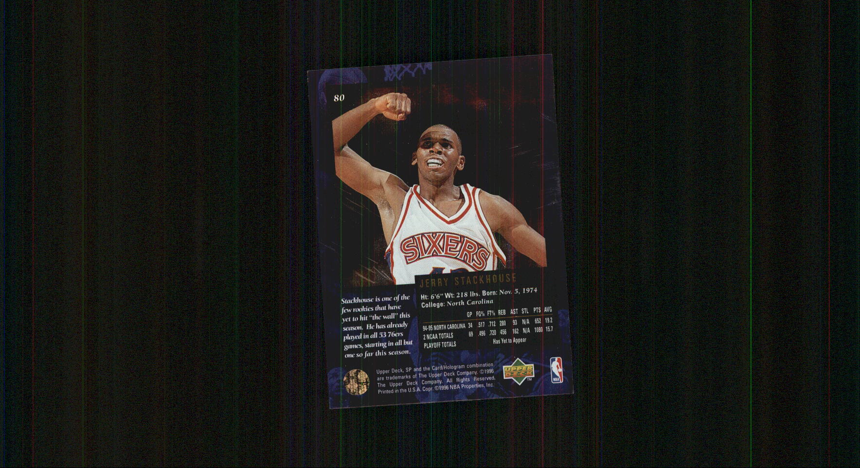1995-96 SP Championship #80 Jerry Stackhouse RC back image