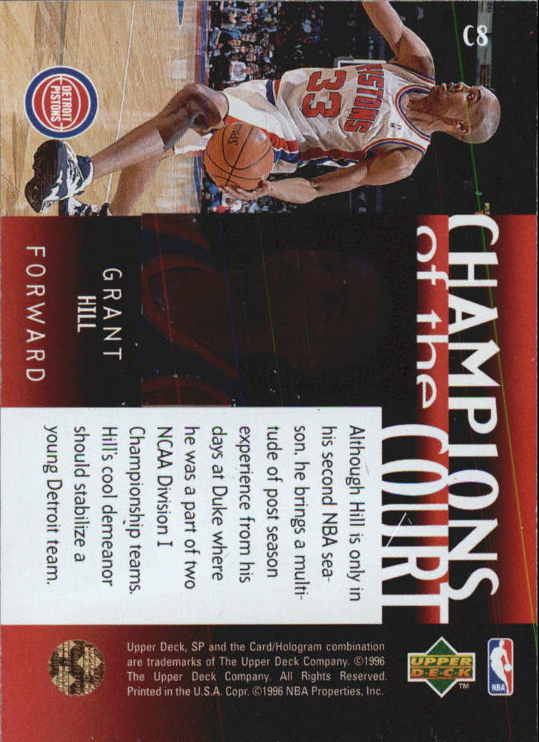 1995-96 SP Championship Champions of the Court #C8 Grant Hill back image