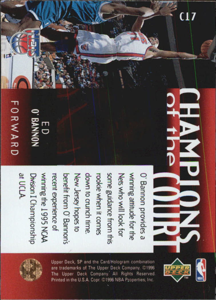 1995-96 SP Championship Champions of the Court #C17 Ed O'Bannon back image