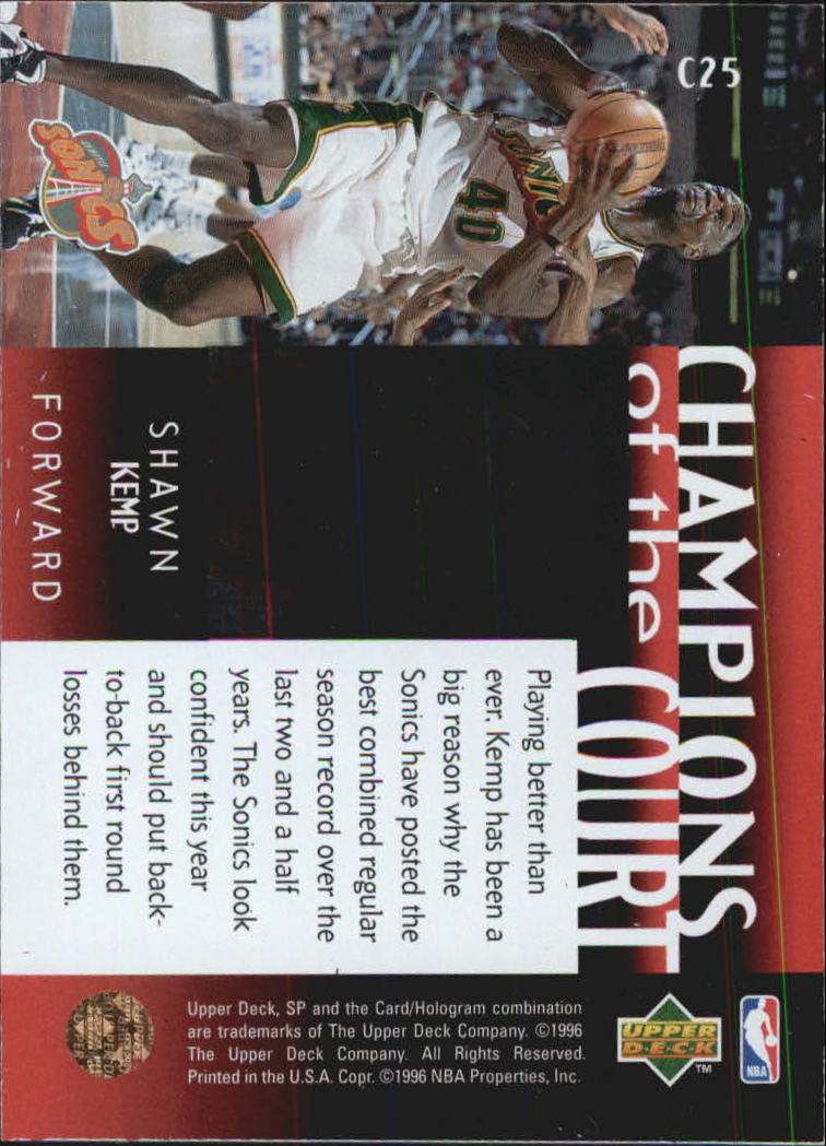 1995-96 SP Championship Champions of the Court #C25 Shawn Kemp back image