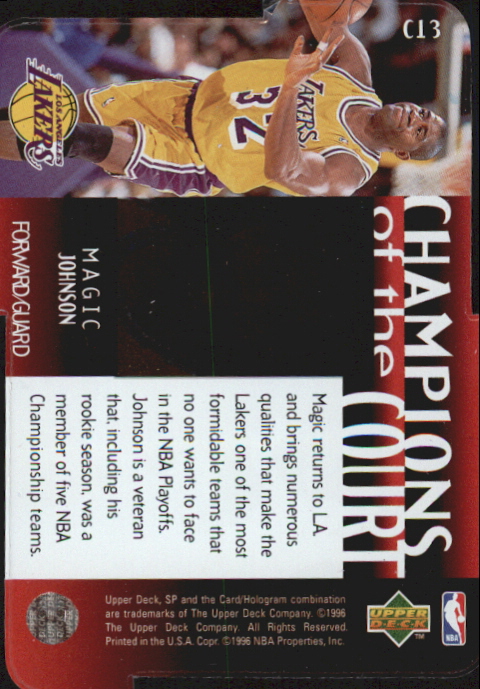 1995-96 SP Championship Champions of the Court Die Cuts #C13 Magic Johnson back image