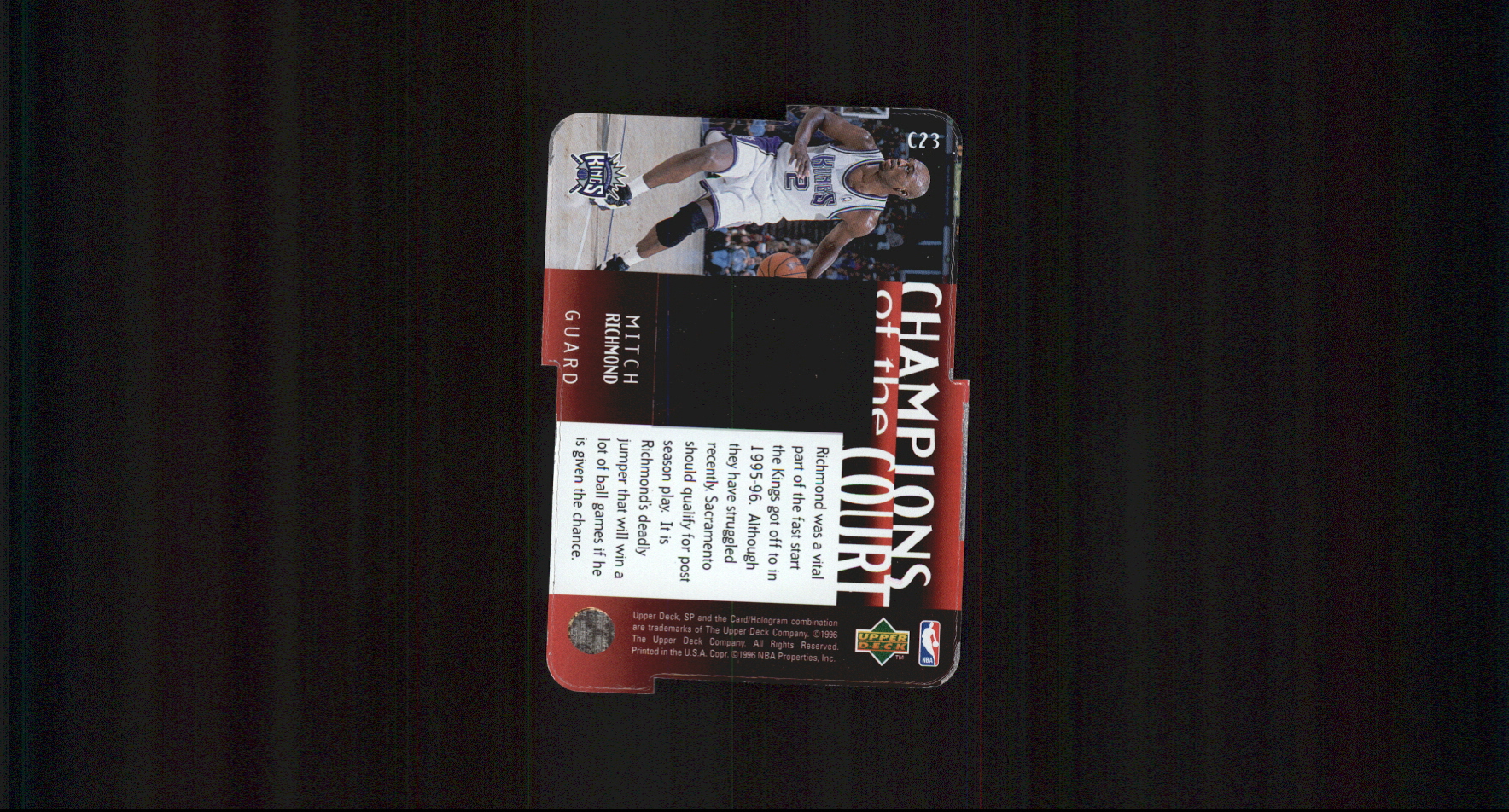 1995-96 SP Championship Champions of the Court Die Cuts #C23 Mitch Richmond back image
