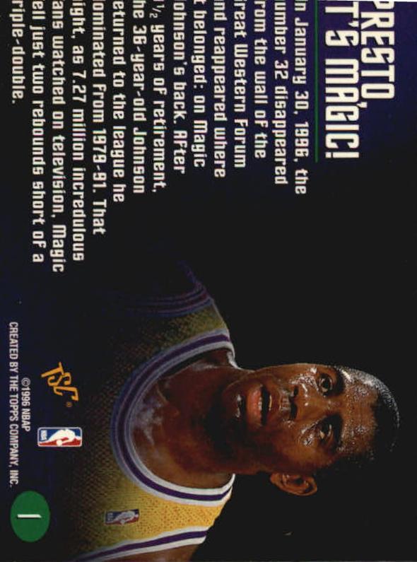 1995-96 Stadium Club Members Only 50 #1 Magic Johnson back image