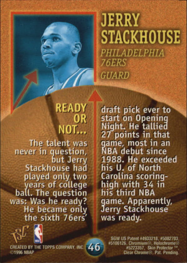 1995-96 Stadium Club Members Only 50 #46 Jerry Stackhouse FIN back image