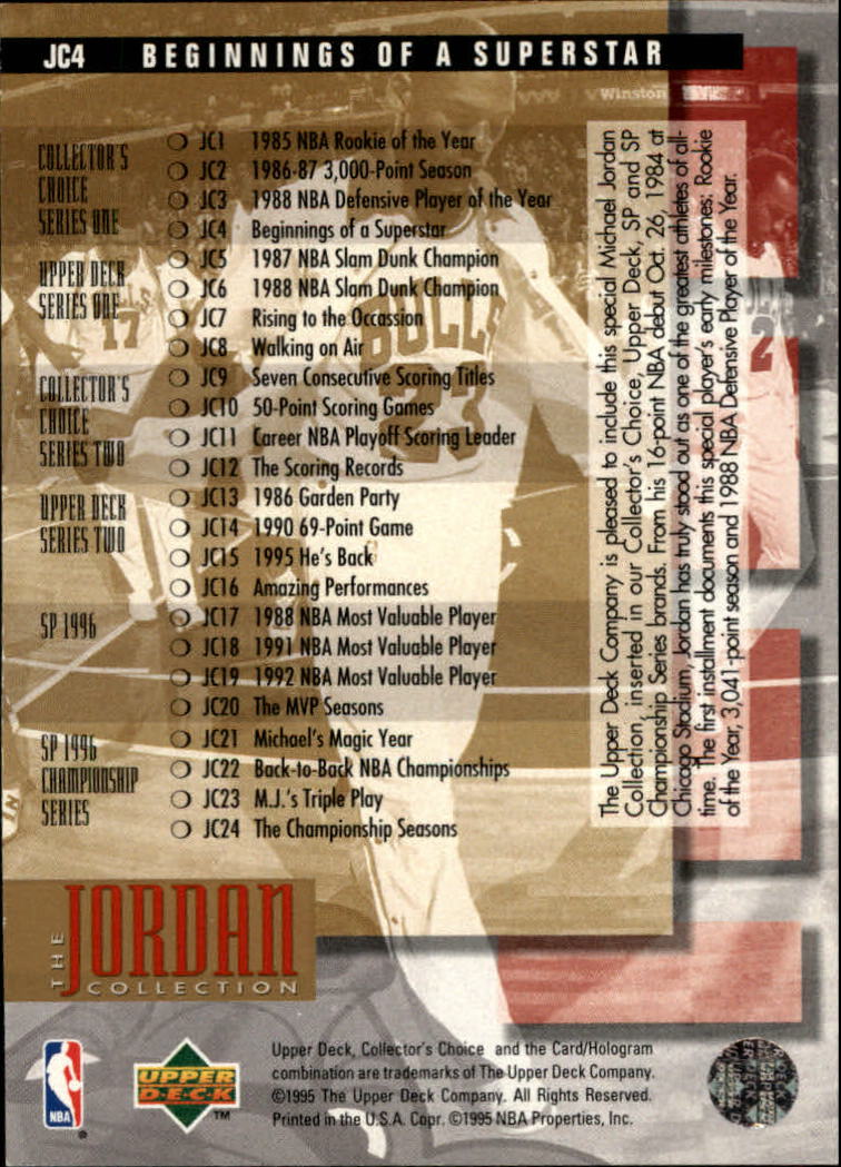 1995-96 Collector's Choice Jordan Collection #JC4 Michael Jordan/Collection CL back image