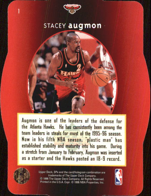 1996 SPx #1 Stacey Augmon back image