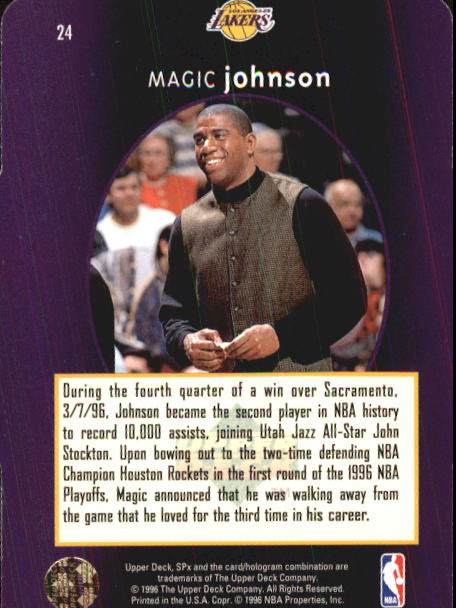 1996 SPx #24 Magic Johnson back image