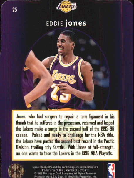 1996 SPx #25 Eddie Jones back image