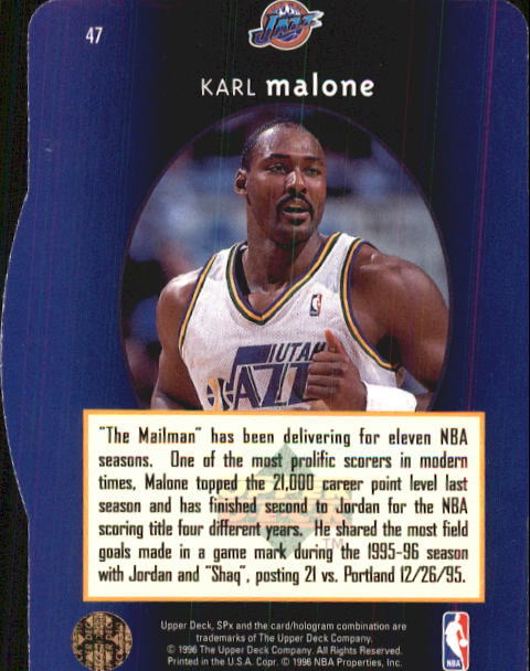 1996 SPx #47 Karl Malone back image