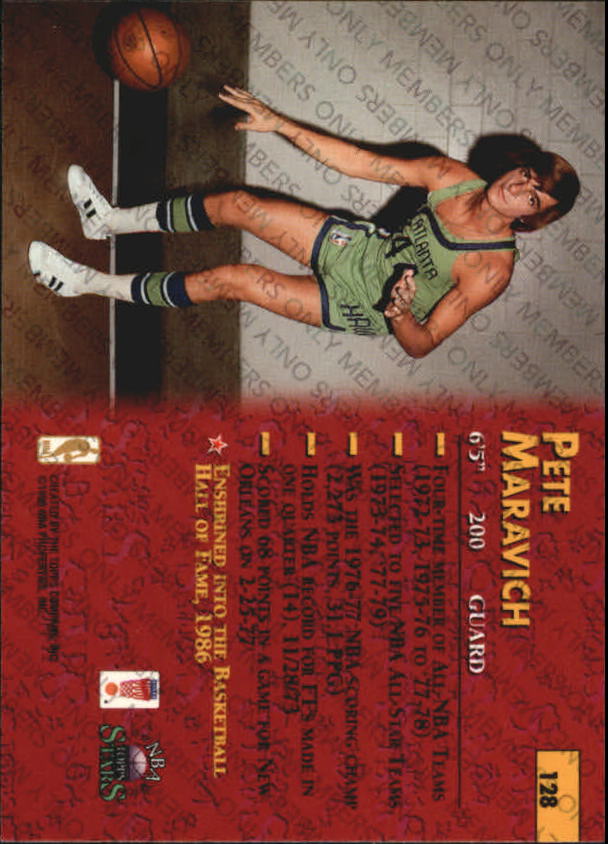 1996 Topps Stars Members Only Parallel #128 Pete Maravich back image