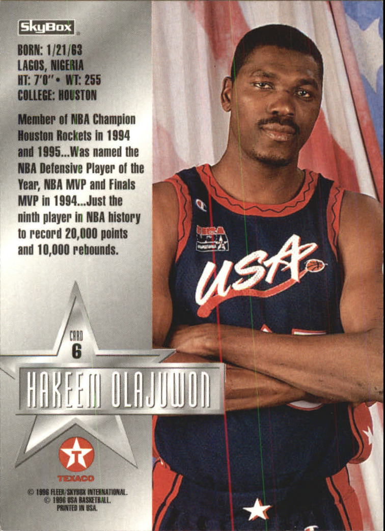 Mavin  1996 Skybox USA Olympic Team Gold HAKEEM OLAJUWON #G6 Nm-Mt or  Better