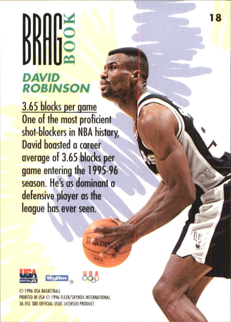 1996 SkyBox USA #18 David Robinson back image
