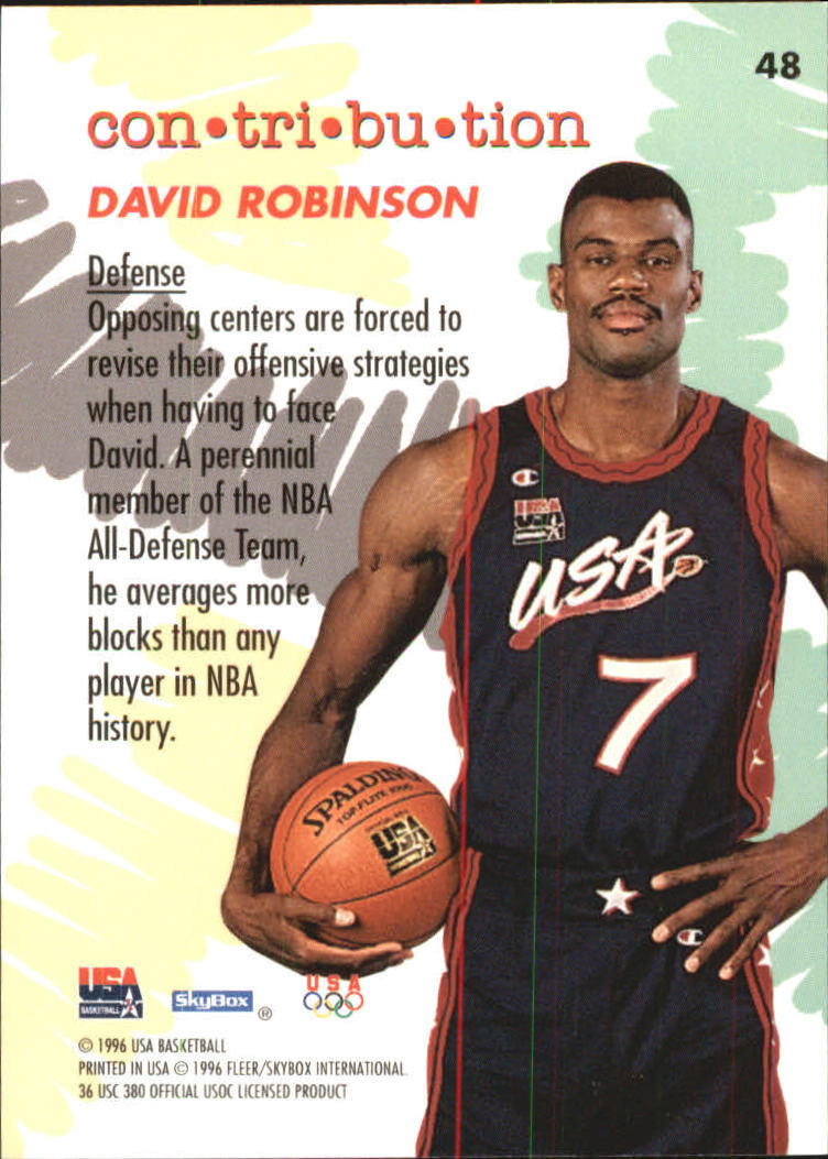 1996 SkyBox USA #48 David Robinson back image