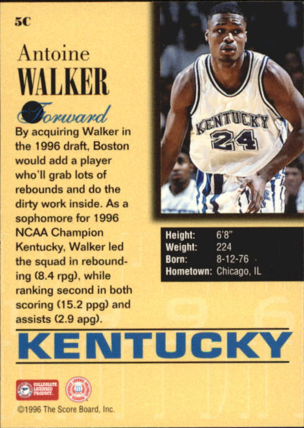 1996 Score Board Draft Day #5C Antoine Walker/Boston back image