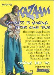 1996 Donruss Kazaam Promo #NNO Shaquille O'Neal/(as Kazaam) back image