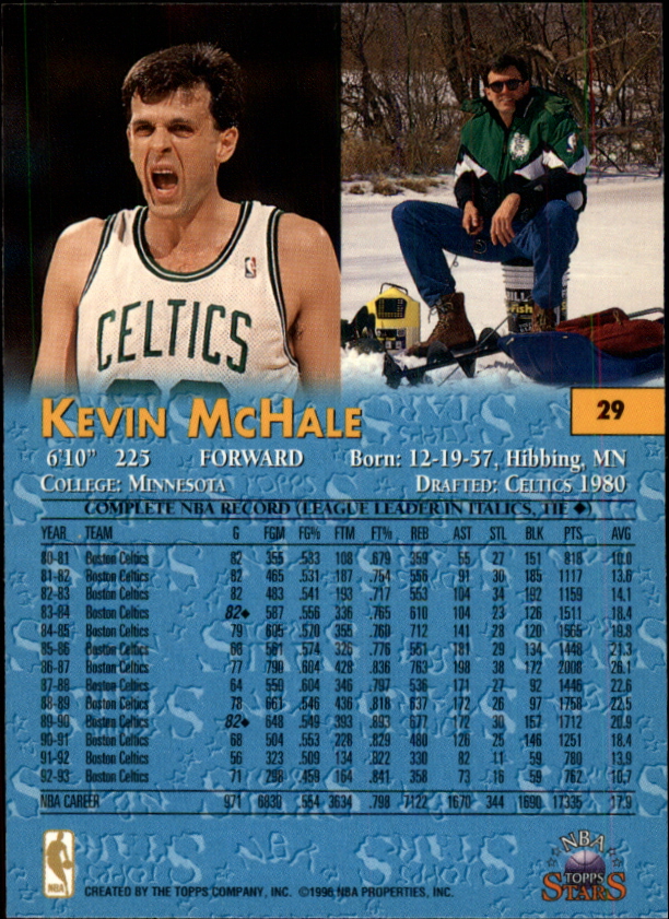 1996 Topps Stars #29 Kevin McHale back image