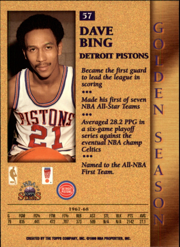 1996 Topps Stars #57 Dave Bing GS back image
