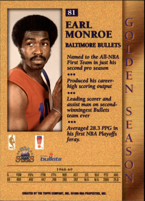 1996 Topps Stars - Golden Seasons #81 Earl Monroe