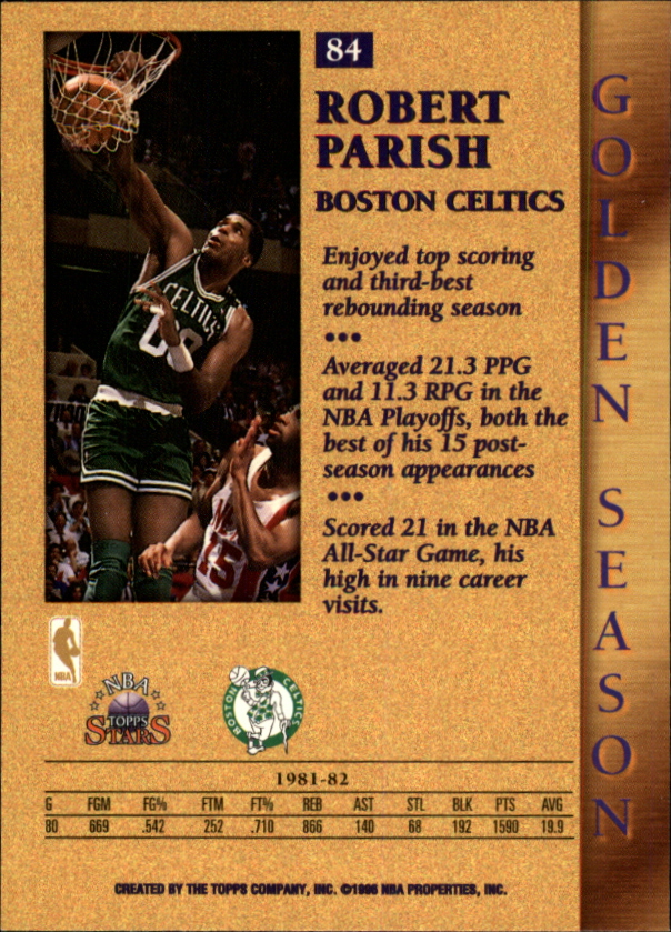 1996 Topps Stars #84 Robert Parish GS back image