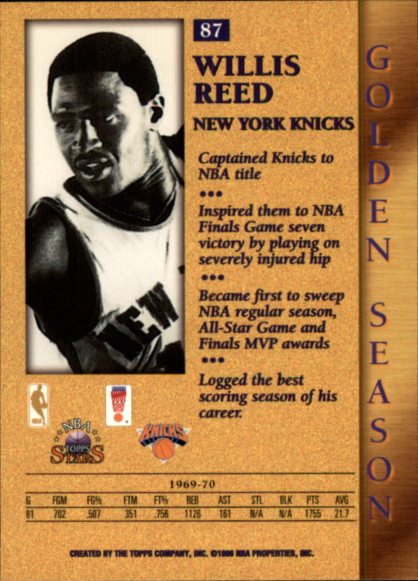 1996 Topps Stars #87 Willis Reed GS back image