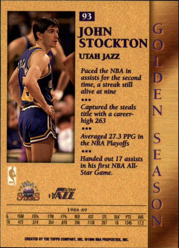 1996 Topps Stars #93 John Stockton GS back image