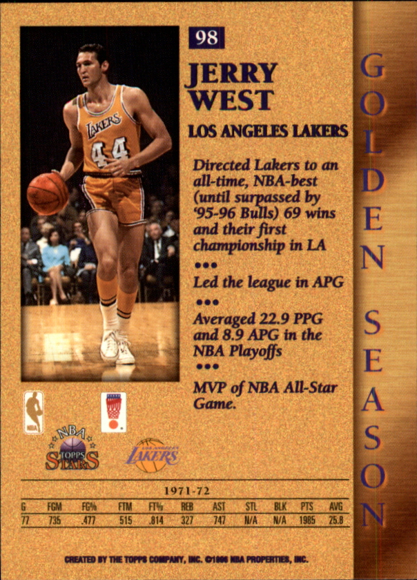 1996 Topps Stars #98 Jerry West GS back image