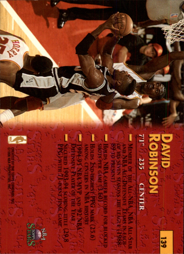 1996 Topps Stars #139 David Robinson back image