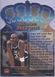 1996 Pacific Power Gold Crown Die Cuts #GC3 Kobe Bryant back image