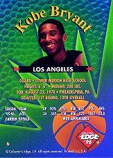1996 Collector's Edge #6 Kobe Bryant back image