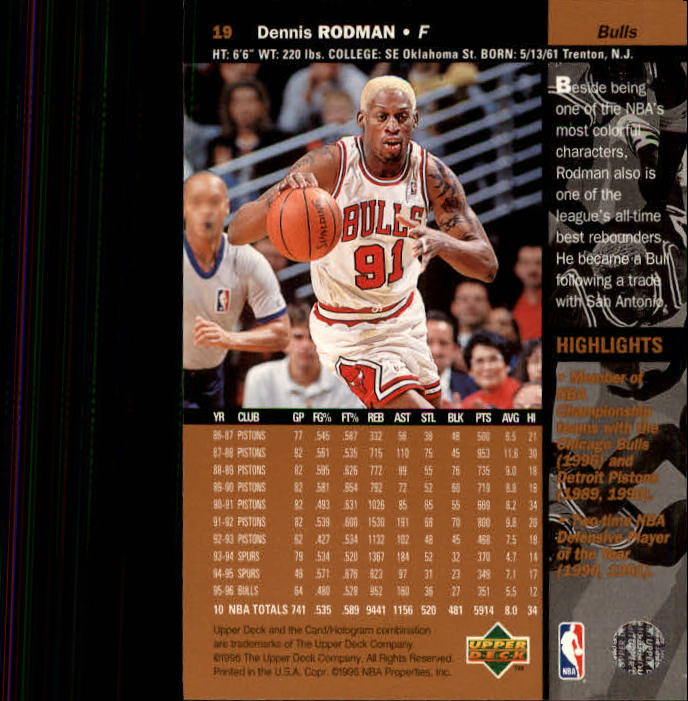1996-97 Upper Deck #19 Dennis Rodman back image