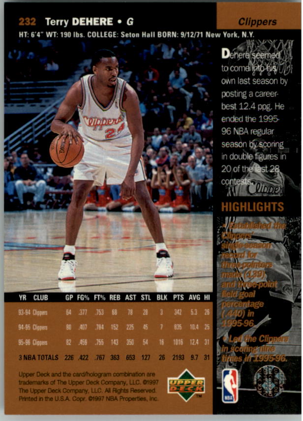 B2146- 1996-97 Upper Deck Bk Cards 1-250 +Rookies -You Pick- 15+ FREE US SHIP - Picture 289 of 449