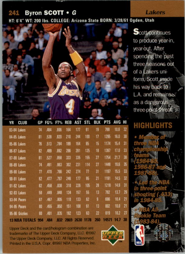 B2146- 1996-97 Upper Deck Bk Cards 1-250 +Rookies -You Pick- 15+ FREE US SHIP - Picture 299 of 449