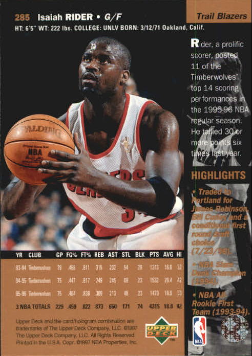 B2146- 1996-97 Upper Deck Bk Cards 1-250 +Rookies -You Pick- 15+ FREE US SHIP - Picture 365 of 449