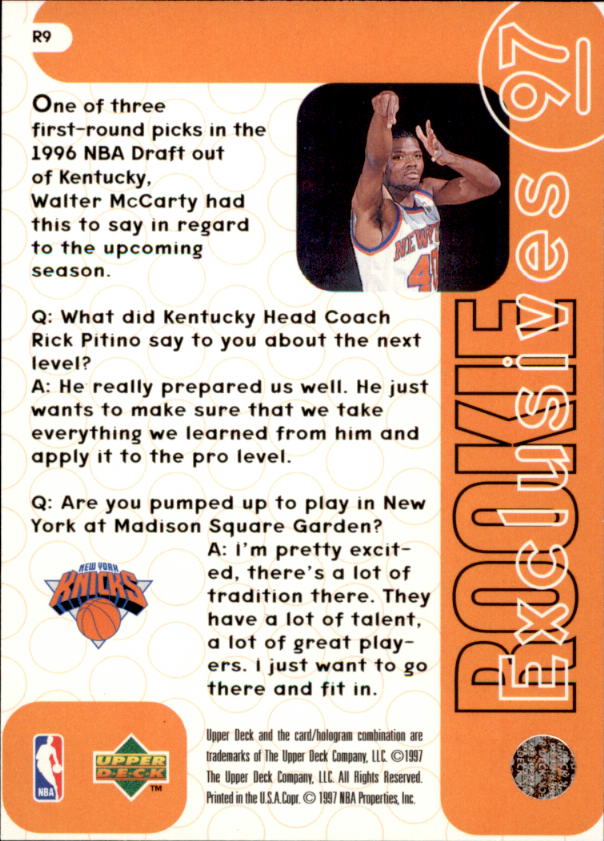 1996-97 Upper Deck Rookie Exclusives #R9 Walter McCarty