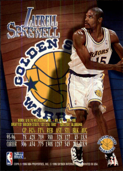 1996-97 Z-Force #31 Latrell Sprewell back image