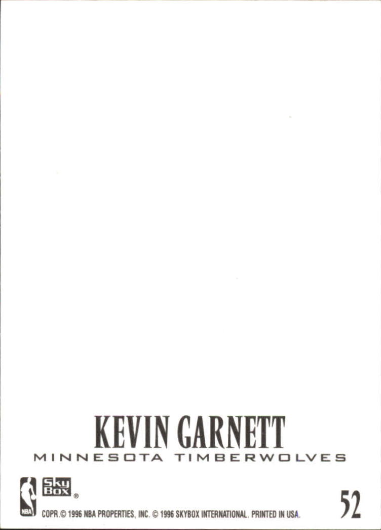 1996-97 Z-Force Z-Cling #52 Kevin Garnett back image