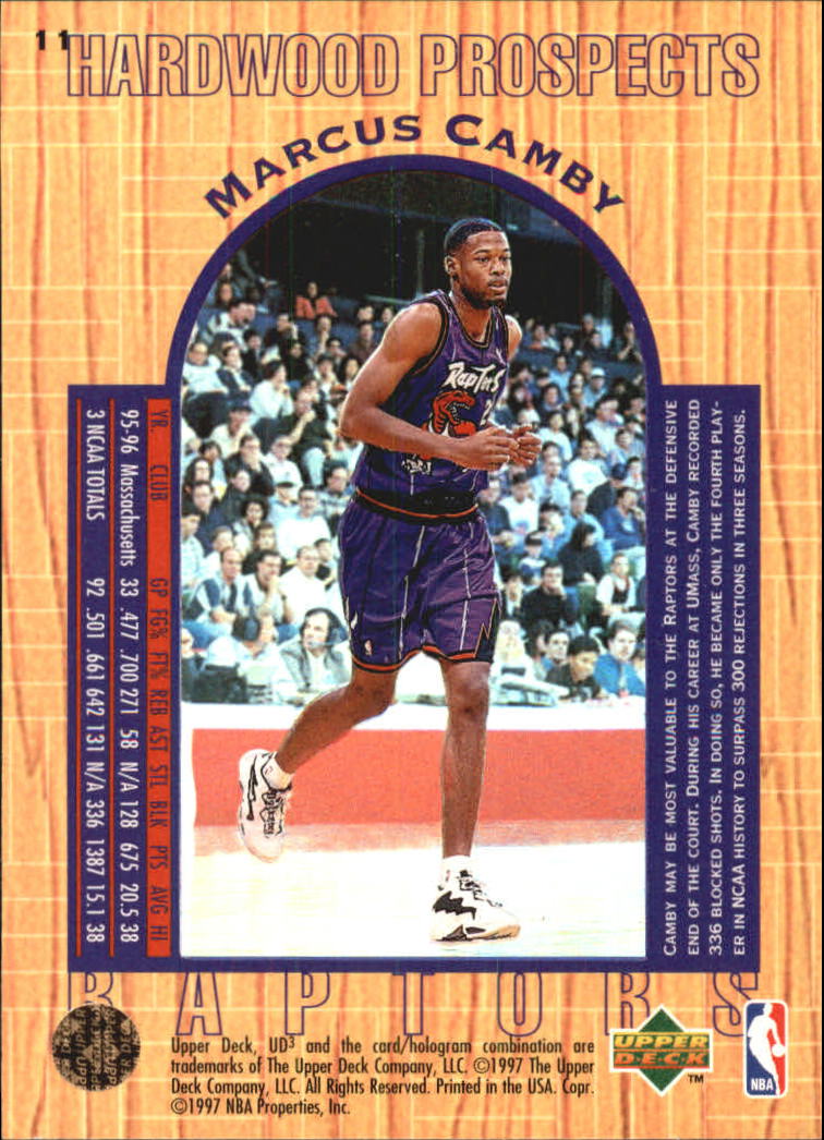 1996-97 UD3 #11 Marcus Camby RC back image