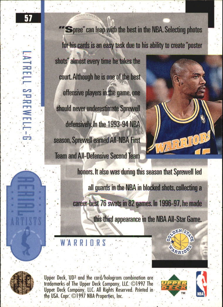 1996-97 UD3 #57 Latrell Sprewell back image