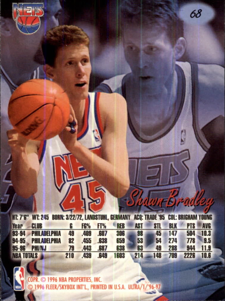 1996-97 Ultra #68 Shawn Bradley back image