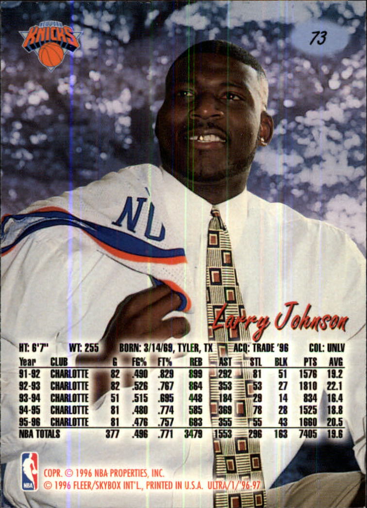 1996-97 Ultra #73 Larry Johnson back image