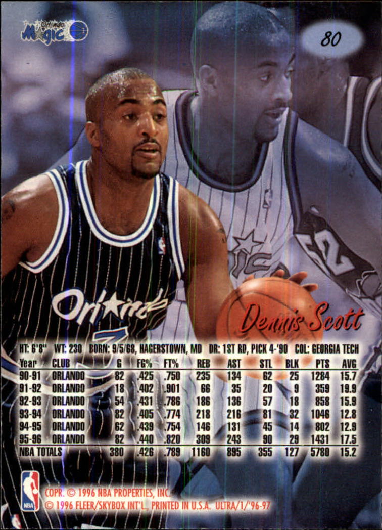 1996-97 Ultra #80 Dennis Scott back image