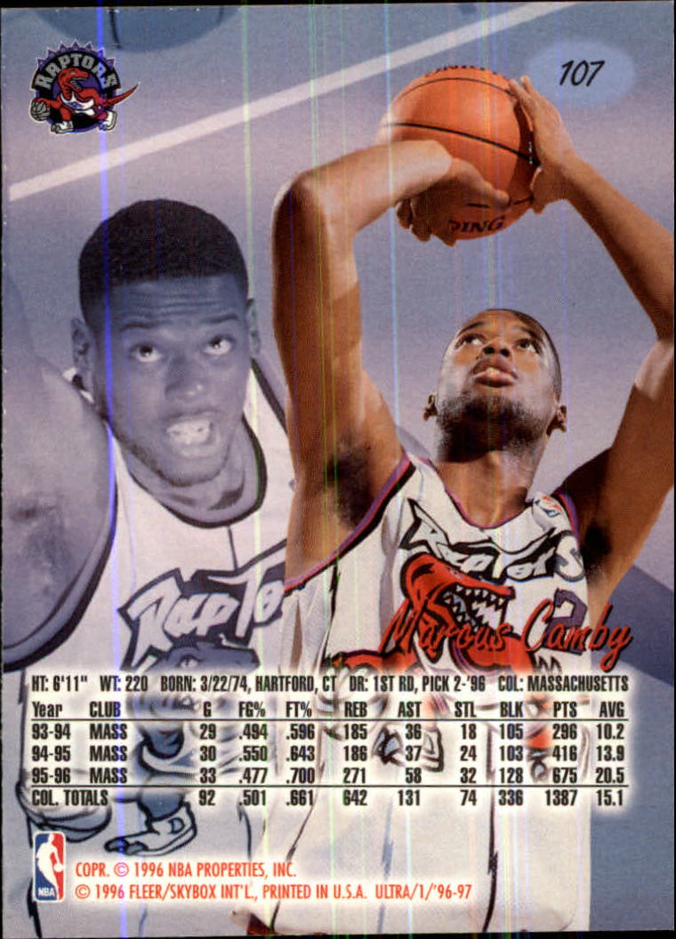 1996-97 Ultra #107 Marcus Camby RC back image