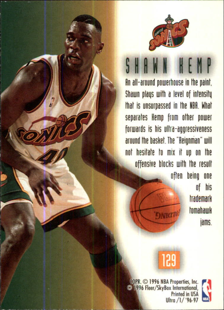 1996-97 Ultra #129 Shawn Kemp OTB back image